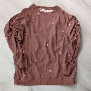 Brown Sweatshirt with Moon and Star Pattern